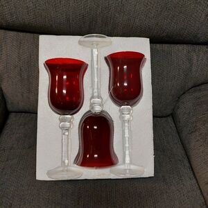 Elegant Red Glass Candle Holders
